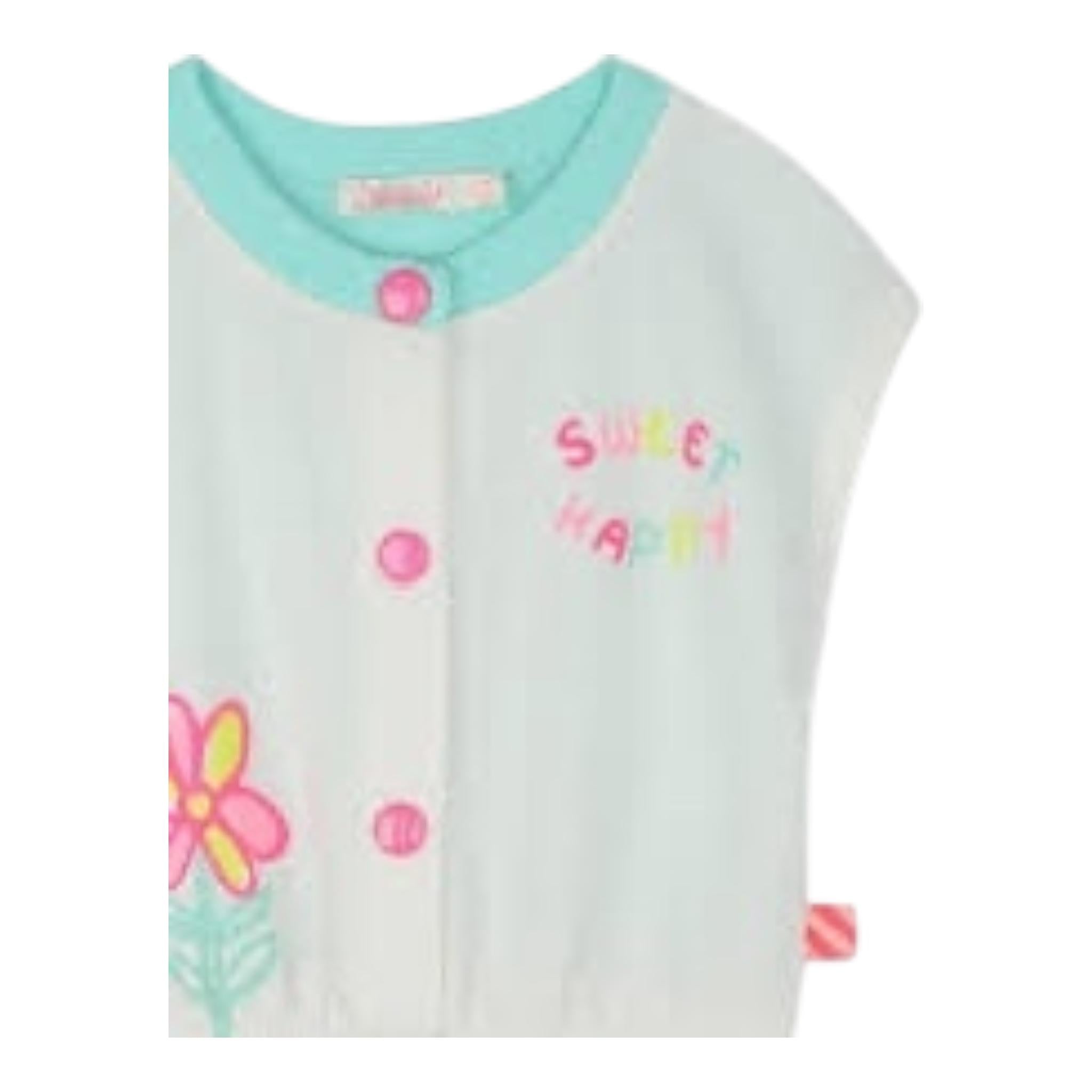 Billieblush Tuta Intera Tricolore con Bottoni Mezza Manica per Neonata U21028 BIANCO BillIEBLUSH 