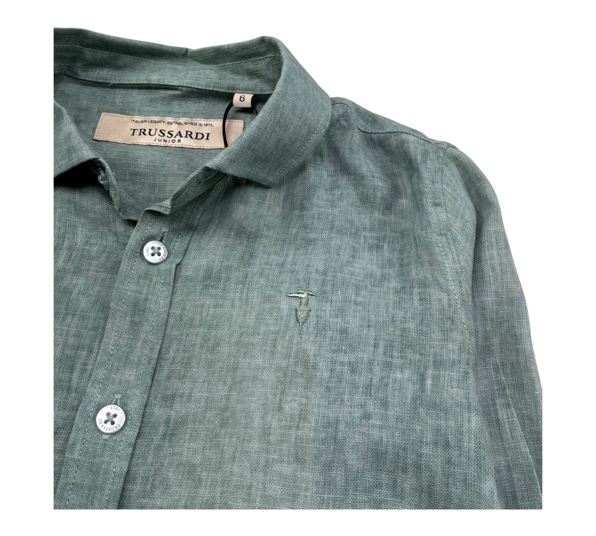 Trussardi Camicia Manica Lunga Tinta Unita per Bambino TBP26129CA VERDE TRUSSARDI 