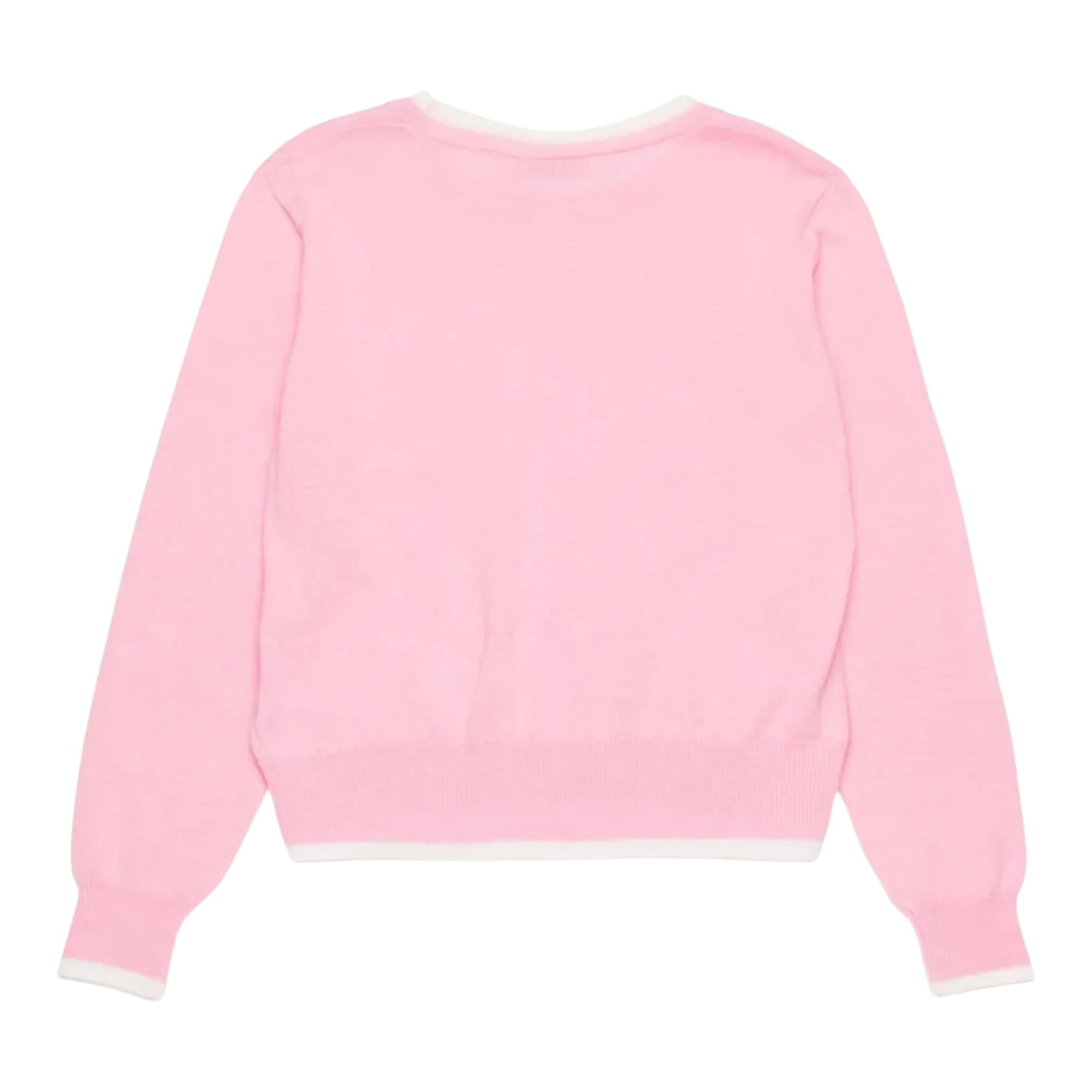 N°21 Maglia Girocollo Tinta Unita con Stampa per Bambina N2101W ROSA N°21 