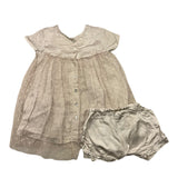 Caffe' D'Orzo Abito Mezza Manica Tinta Unita Con Tulle E Culotte Beige Per Neonata