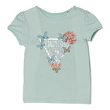 Guess T-Shirt Girocollo Tinta Unita con Logo per Neonata A5RI03K6YW4XX VERDE ACQUA GUESS 