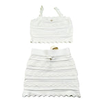 Elisabetta Franchi Completo 2 Pezzi Gonna Tinta Unita con Ricami-Top per Bambina EFCM015X BIANCO ELISABETTA FRANCHI 