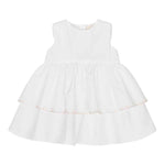 Simonetta Abito Giromanica Tinta Unita con Ricami Logo per Neonata SW1012P0518 BIANCO SIMONETTA 