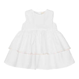 Simonetta Abito Giromanica Tinta Unita con Ricami Logo per Neonata SW1012P0518 BIANCO SIMONETTA 