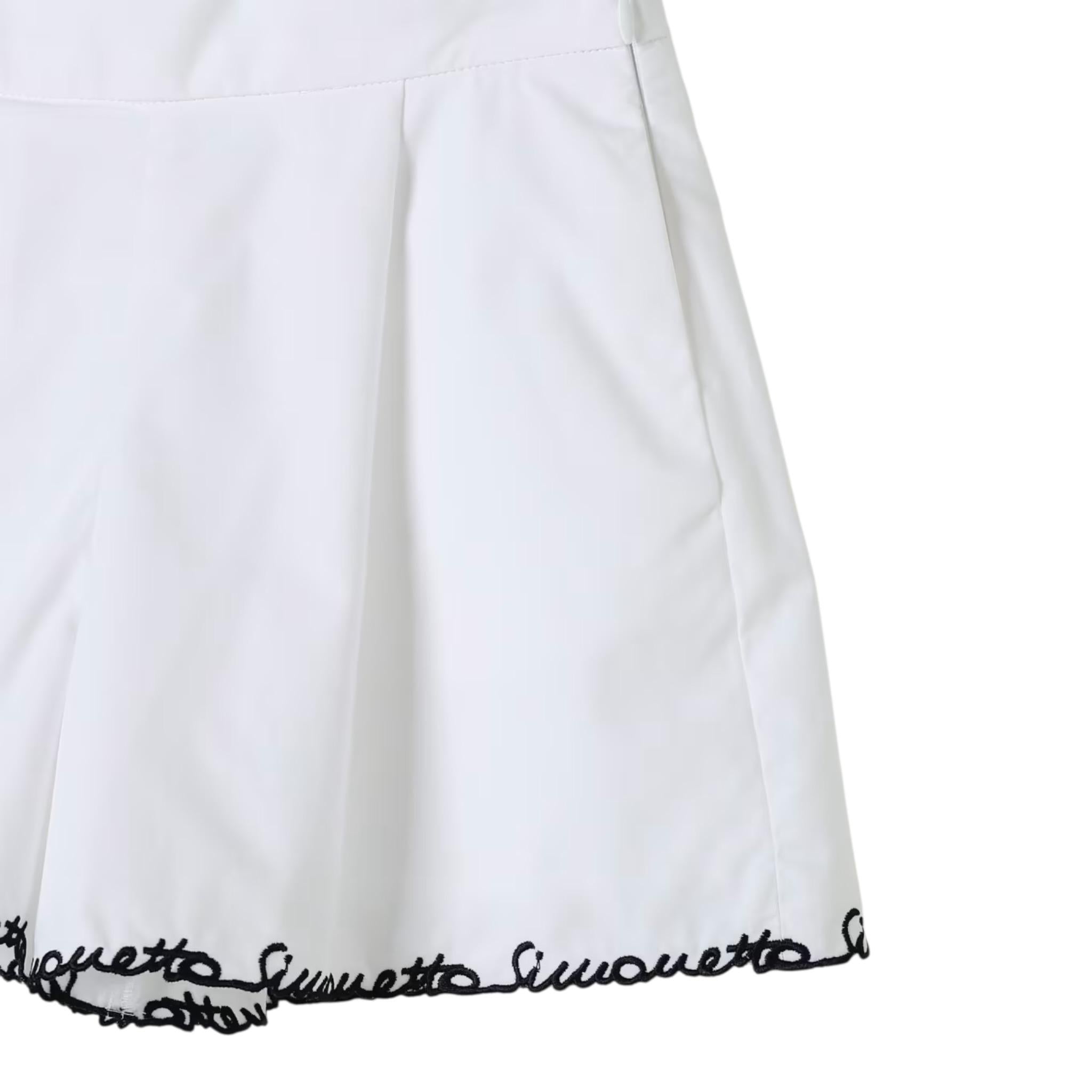 Simonetta Abito Giromanica Tinta Unita con Ricami Logo per Bambina SW1A22P0518 BIANCO SIMONETTA 