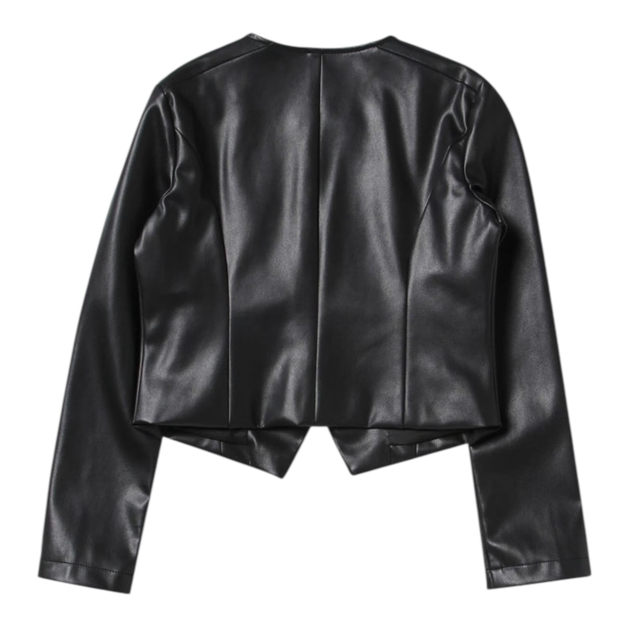 Patrizia Pepe Giubbino In Ecopelle tinta unita con Zip Nero per Bambina 7O0014X NERO PATRIZIA PEPE 