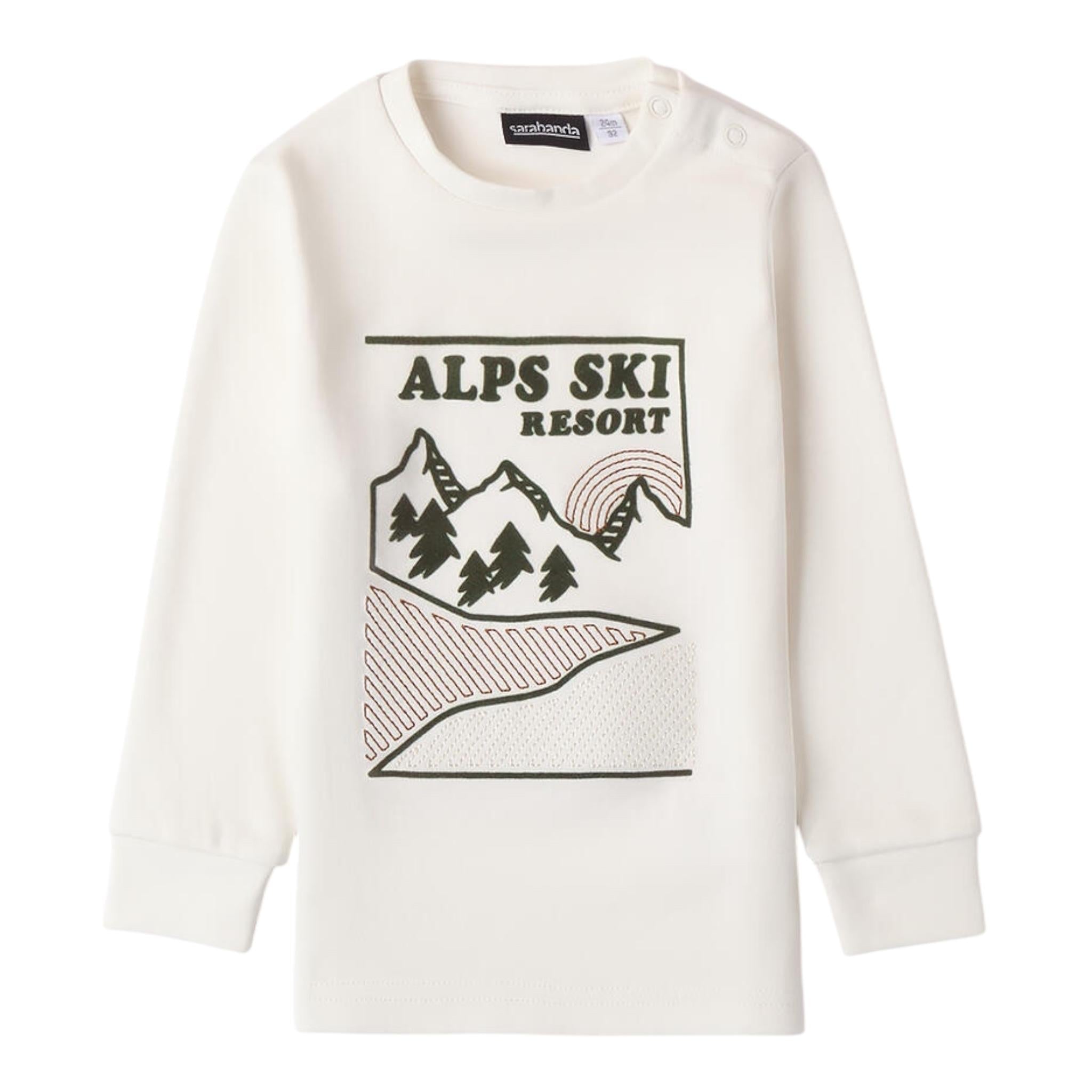 SARABANDA shirt girocollo tinta unita con stampa Bianco per Neonato A147 BIANCO SARABANDA 