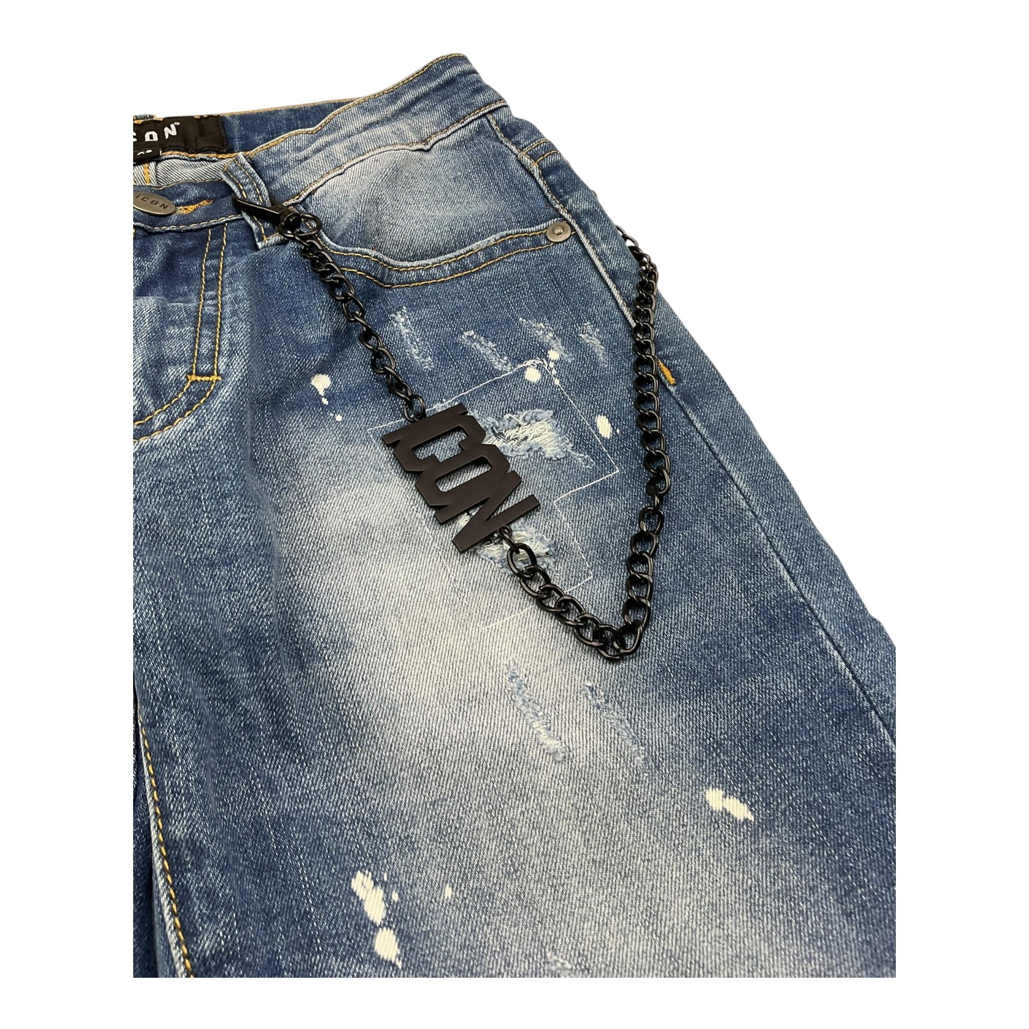 Icon Jeans Tinta Unita con Girovita Regolabile per Bambino IBDT00450 BLU ICON 