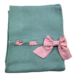 Baby Lord Coperta Tinta Unita Con Fiocco In Contrasto Verde Per Neonata