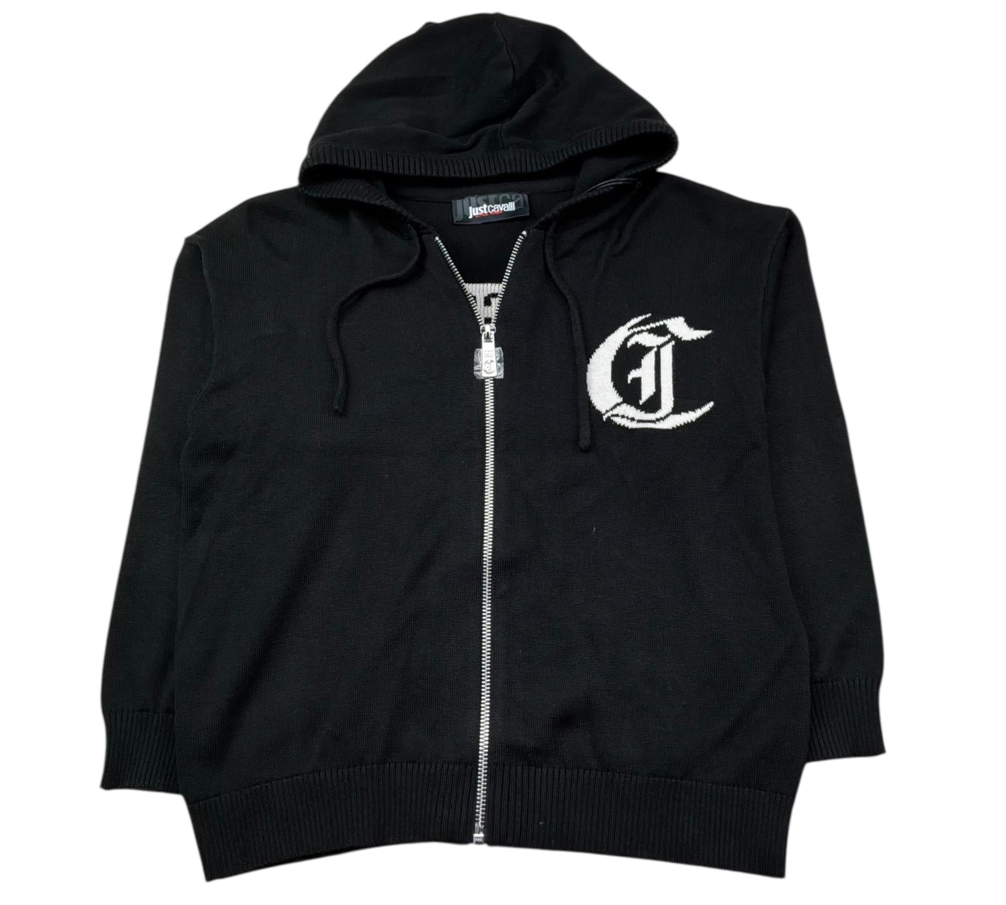 Just Cavalli Felpa In Maglia con Zip E Cappuccio Tinta Unita per Bambino JBP26002MA NERO JUST CAVALLI 