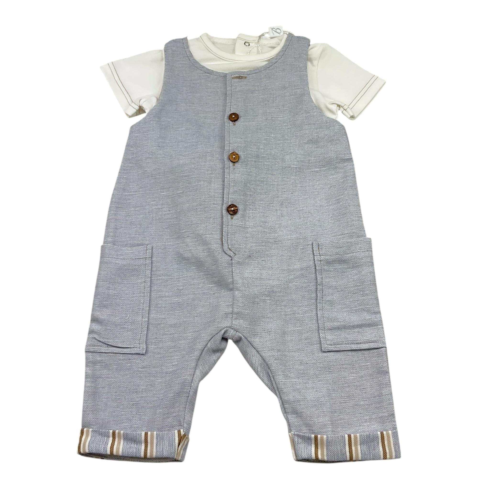 Barcellino Completo 2 Pezzi Salpette-Body Bicolore per Neonato 120104 BIANCO BARCELLINO 