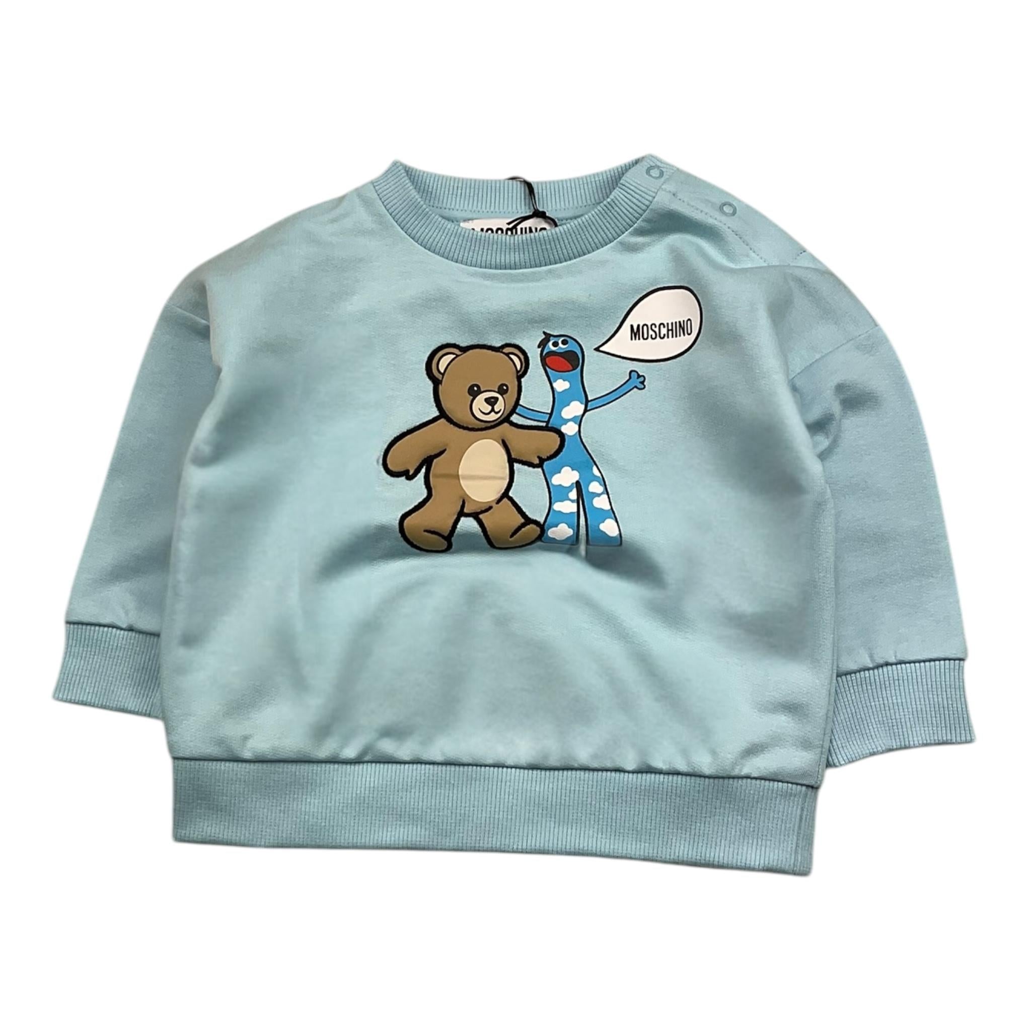 MOSCHINO felpa girocollo tinta unita con stampa Azzurro per Neonato M7F03Q AZZURRO MOSCHINO 