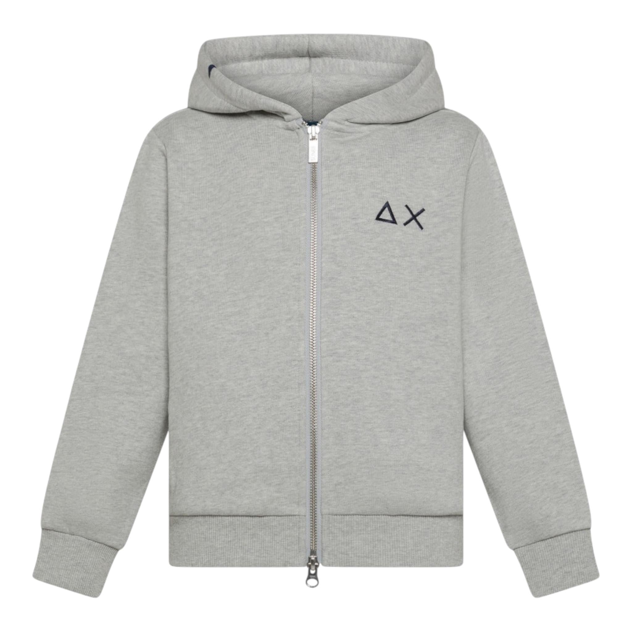SUN68 felpa con zip e cappuccio tinta unita Grigio per Bambino F44302 GRIGIO SUN68 