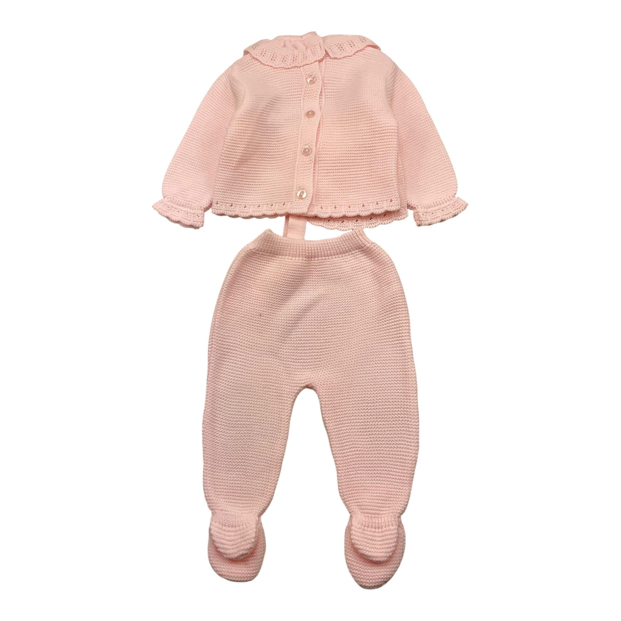 BABIDU completo 3pz ghettina-maglia-cappello tinta unita Rosa per Neonata 51759 ROSA BABIDU 