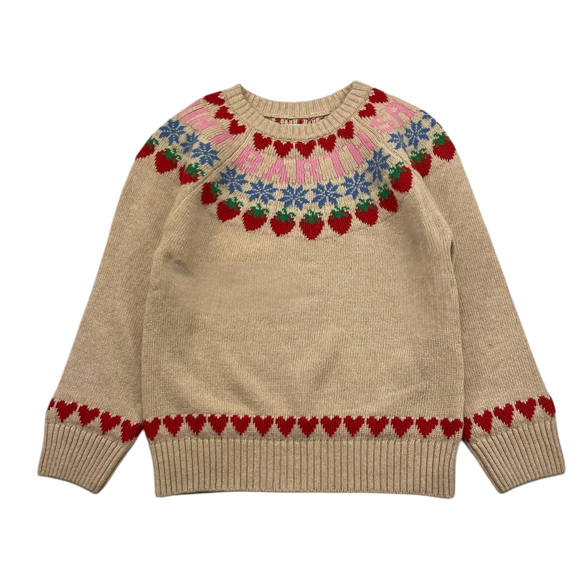 SAINT BARTH maglia tinta unita girocollo con stampa Beige per Bambina SBSTRAW BEIGE SAINT BARTH 