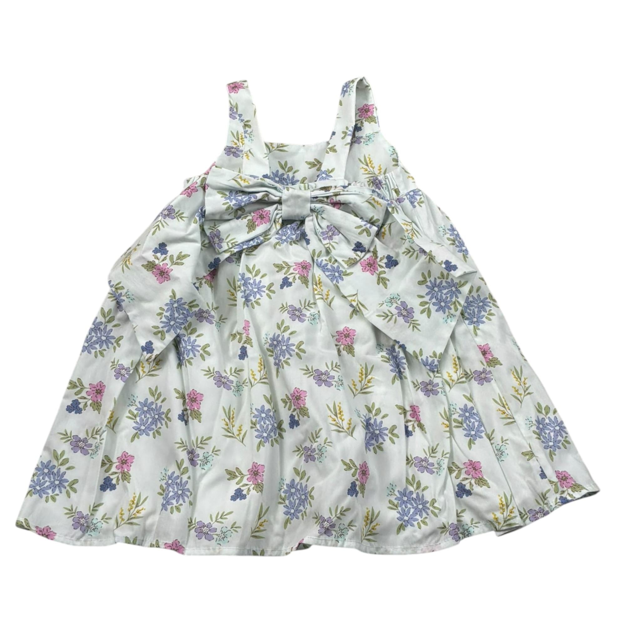 M+E' Abito Giromanica Tinta Unita Fantasia Floreale per Bambina UE1730J BIANCO M+E' 