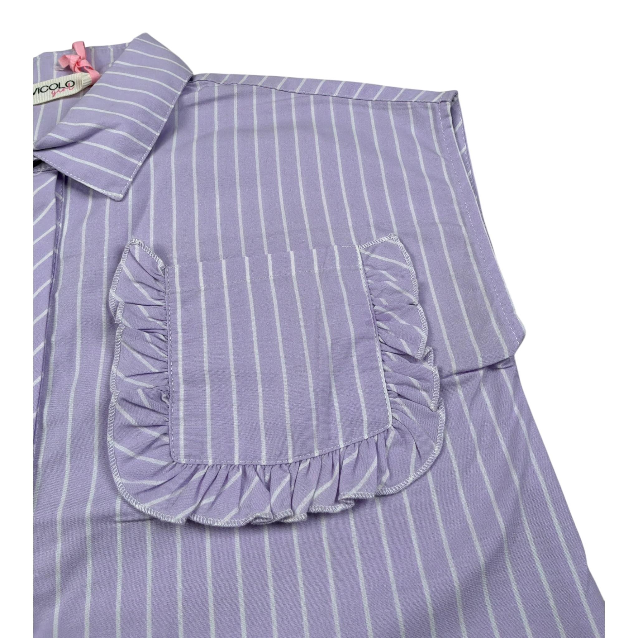 Vicolo Camicia Giromanica tinta unita con Taschino Lilla per Bambina 3146C0779 LILLA VICOLO 