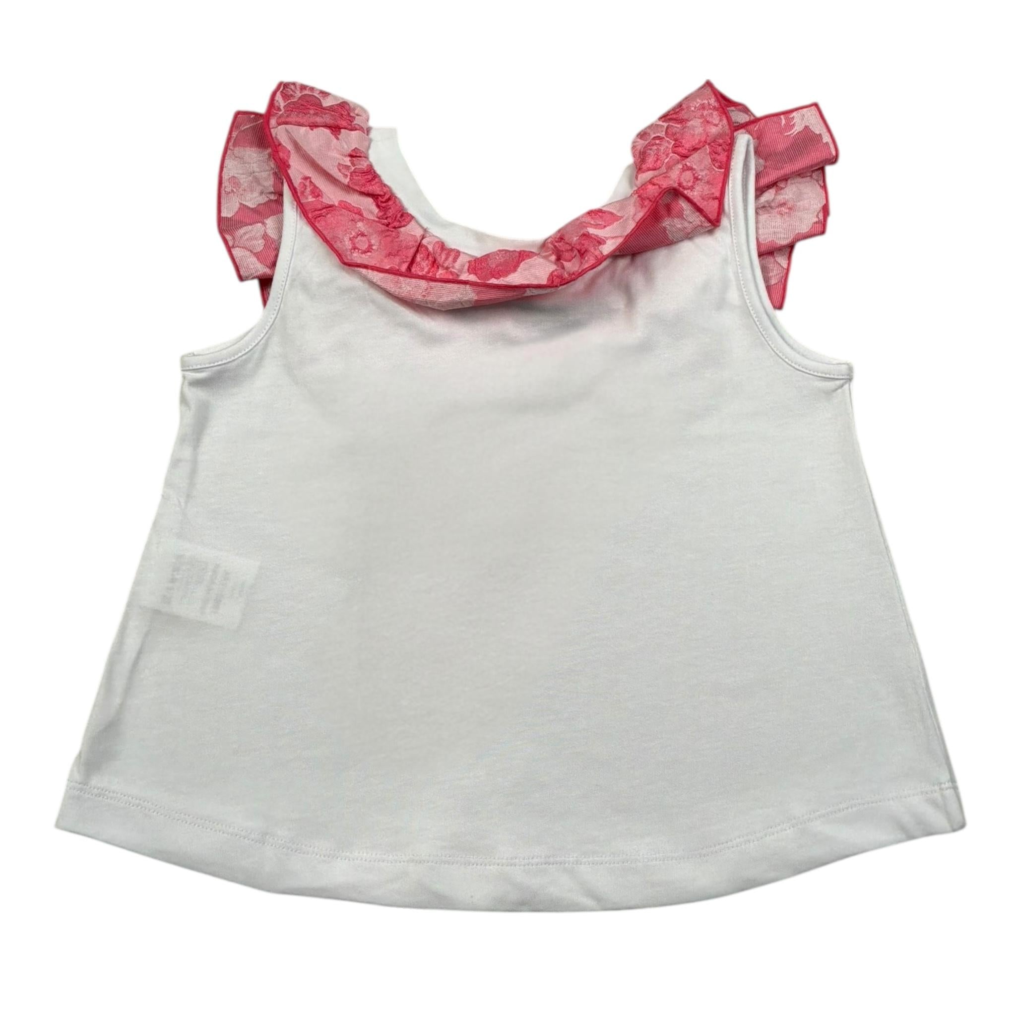 Mariuccia Canotta Tinta Unita con Colletto Rouches per Bambina MMBC381 BIANCO MARIUCCIA 