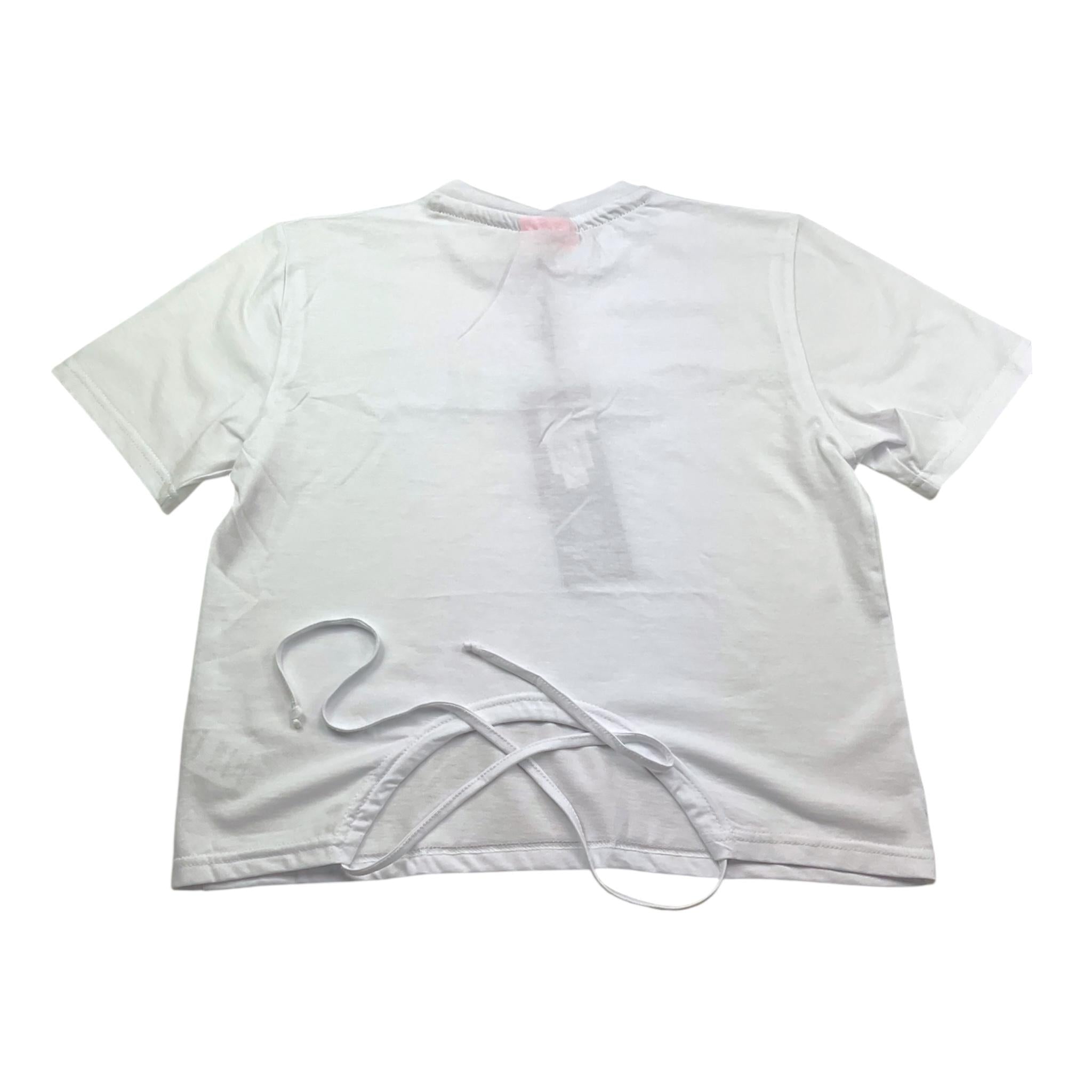 Icon T-Shirt Tinta Unita con Brillantini per Bambina IGKS005 BIANCO ICON 