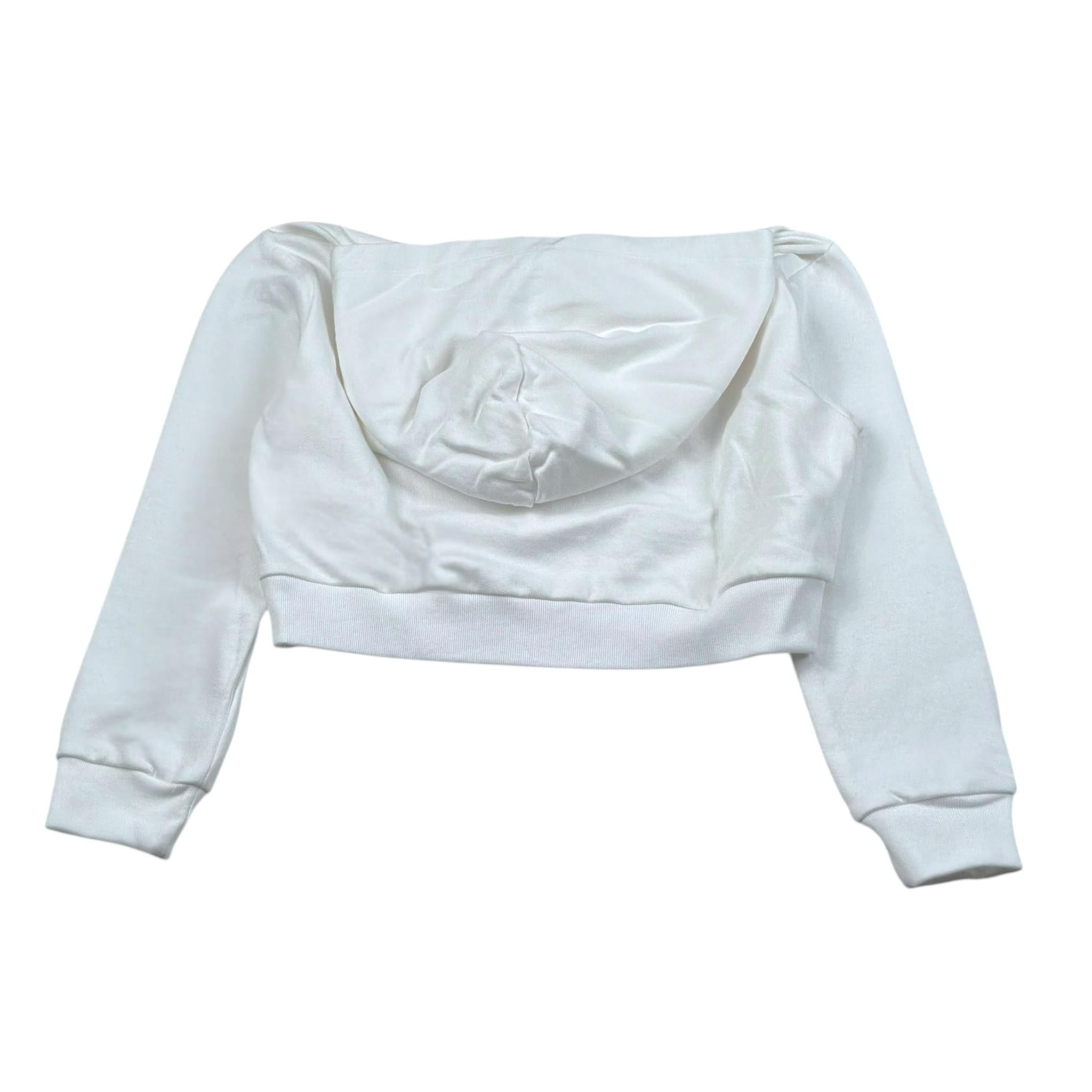 N°21 Felpa Tinta Unita con Stampa E Cappuccio per Bambina N2101Q BIANCO N°21 