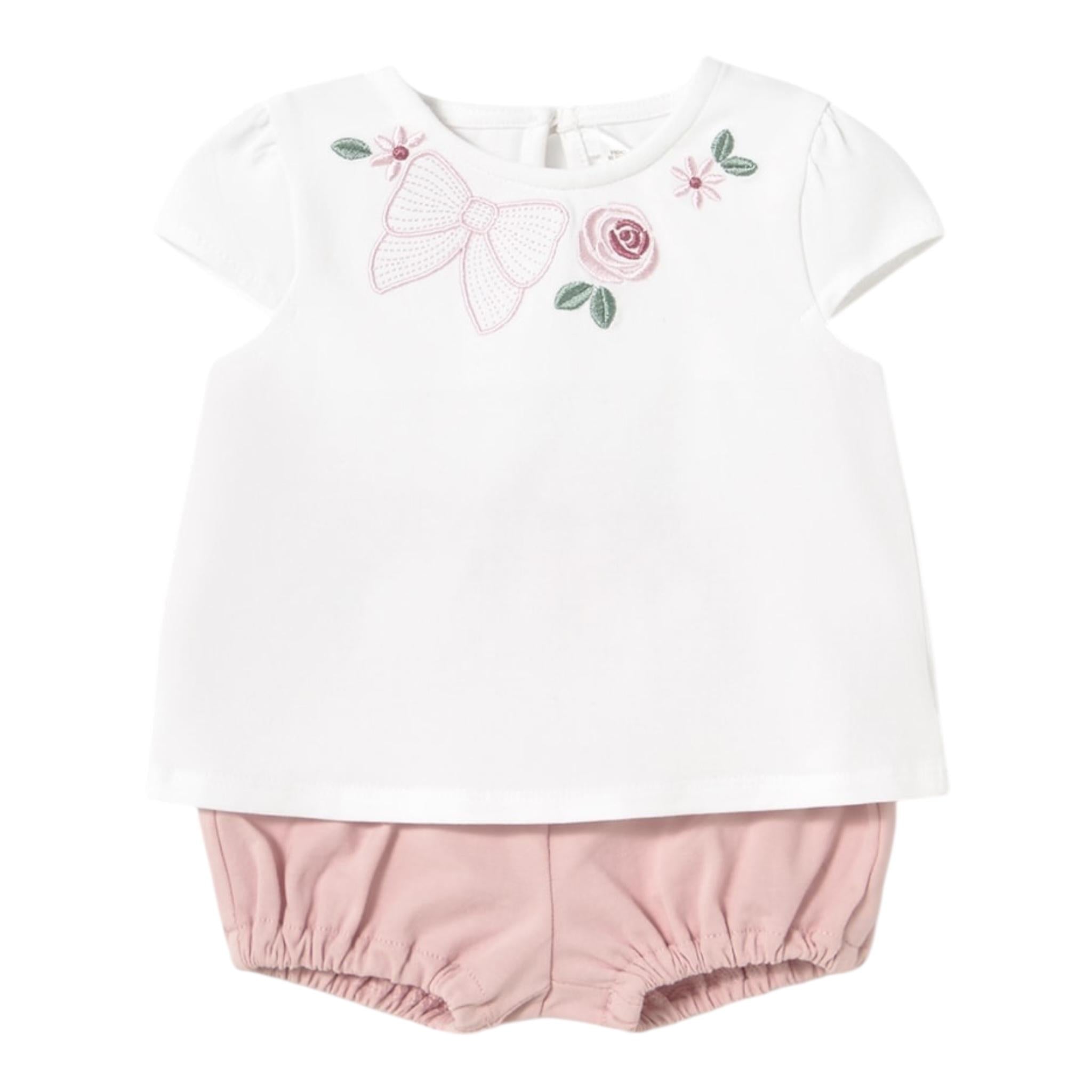 Mayoral Completo 2 Pezzi 1 T-Shirt-1 Culotte per Neonata 1663277 BIANCO/ROSA MAYORAL 