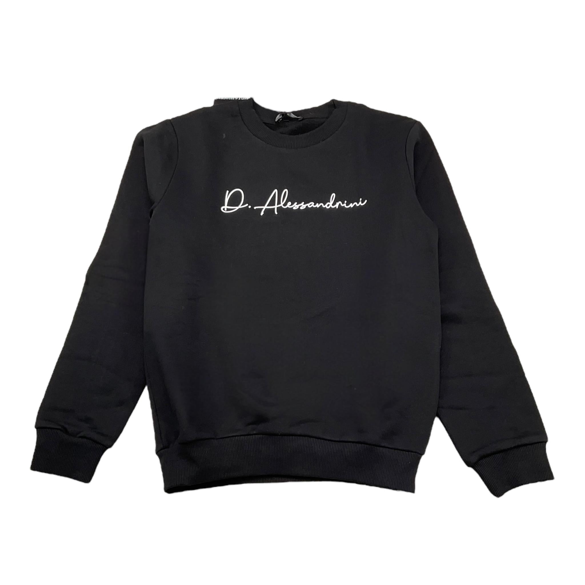 DANIELE ALESSANDRINI felpa girocollo tinta unita con stampa Nero per Bambino 1231F00077X NERO DANIELE ALESSANDRINI 