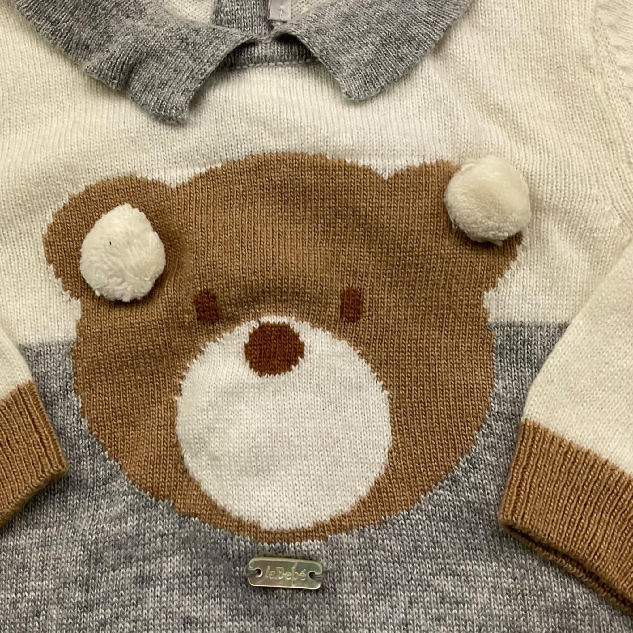 LE BEBE' tutina bicolore con stampa Bianco/grigio per Neonato LBB47044 BIANCO/GRIGIO LE BEBE' 
