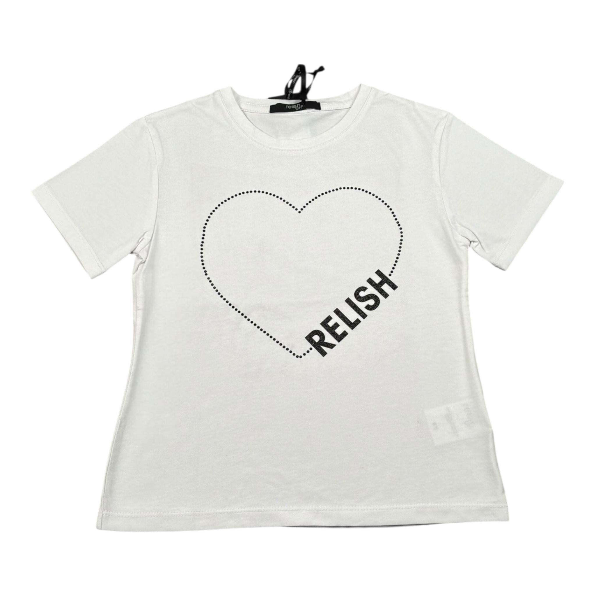 Relish T-Shirt Girocollo Tinta Unita con Stampa per Bambina RGP2301033007 BIANCO RELISH 