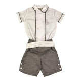 La Stupenderia Completo 2 Pezzi Camicia Body-Bermuda Bianco/Beige Per Neonato