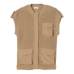 Pinko Gilet In Maglia Girocollo Tinta Unita per Bambina KFMA002X SABBIA PINKO 