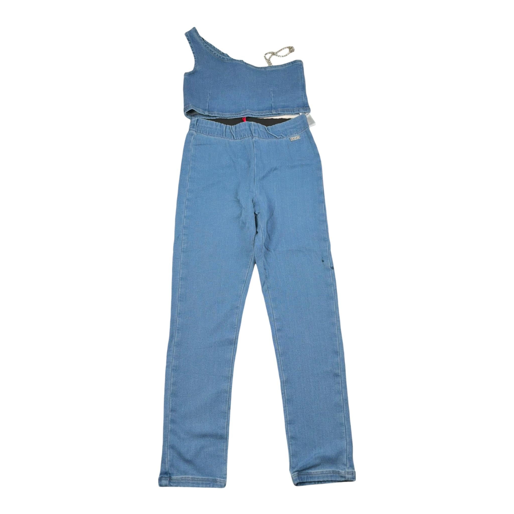 Liu Jo Completo 2 Pezzi Top-Leggins Effetto Denim per Bambina GA5210X BLU LIU JO 