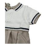 Marlu' Pagliaccetto Bicolore Mezza Manica per Neonato EB5520 BIANCO/BEIGE MARLU' 