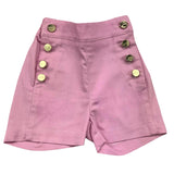 Miss Grant Short Tinta Unita con Bottoni In Contrasto Rosa per Neonata