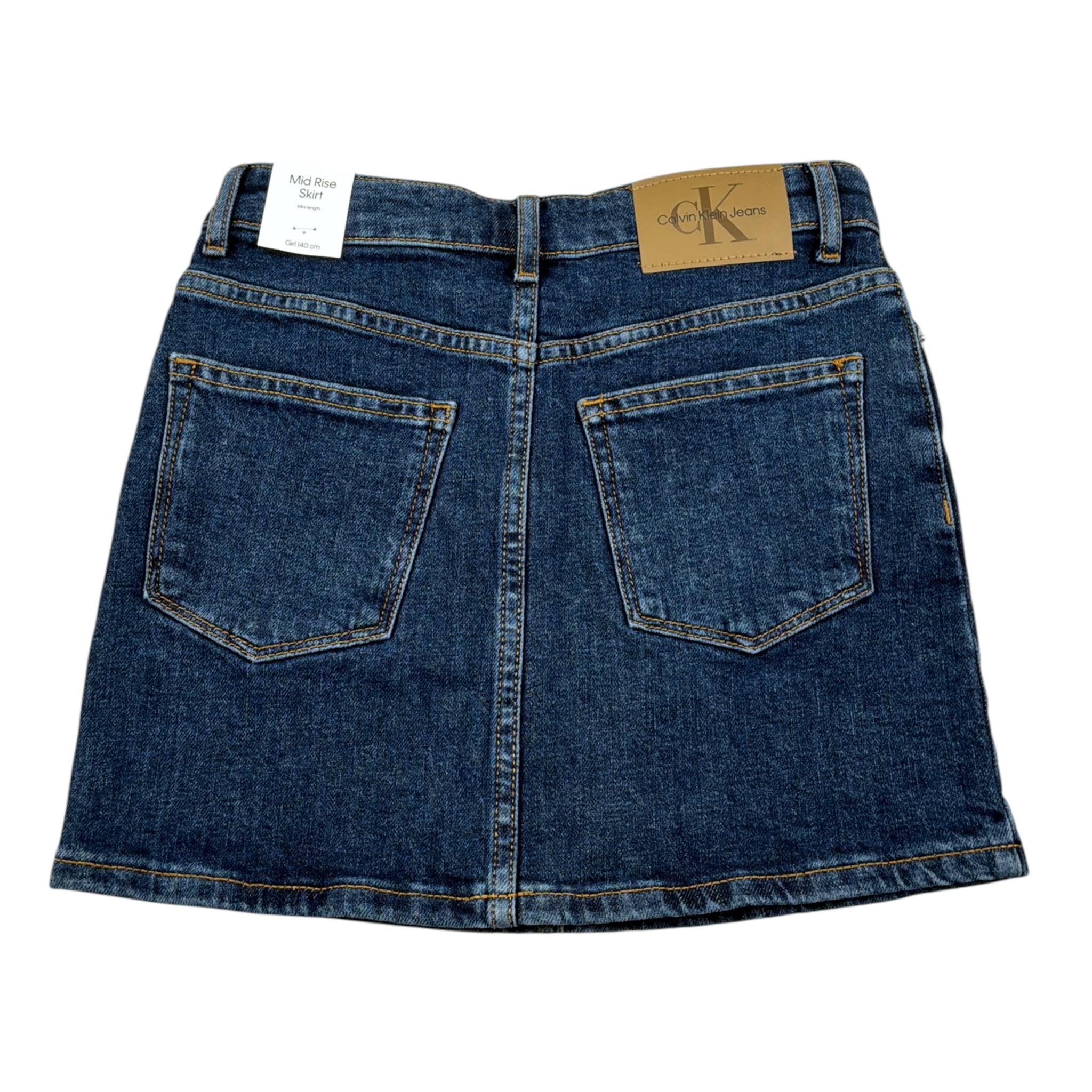 Calvin Klein Gonna In Denim tinta unita con Logo Blu per Bambina IG0IG02717 BLU CALVIN KLEIN 