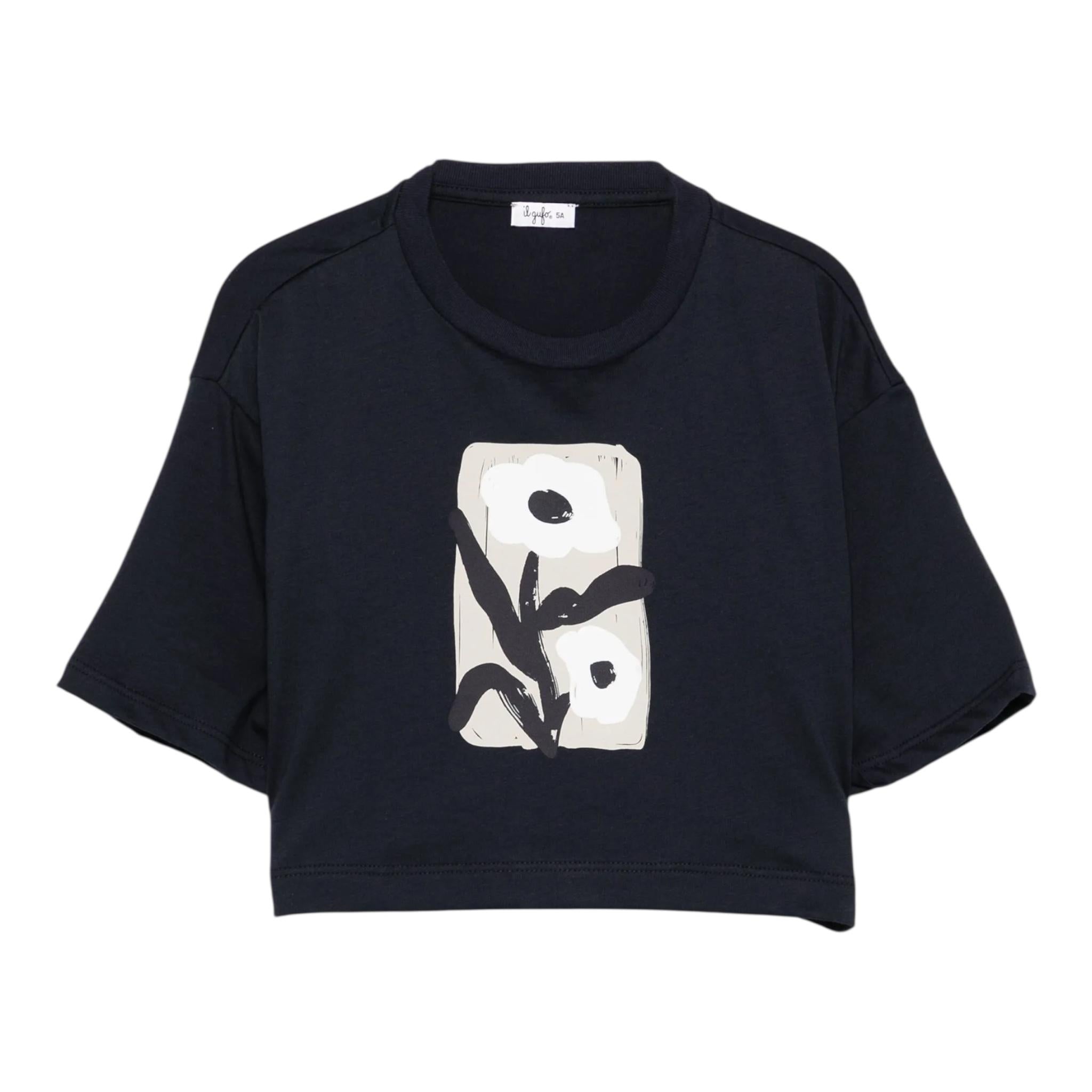 Il Gufo T-Shirt Girocollo Tinta Unita con Stampa per Bambina P25TS477MF001 BLU IL GUFO 