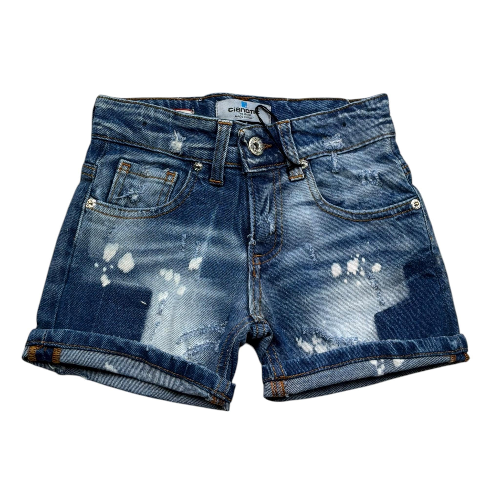 Cianotic Bermuda In Denim Tinta Unita con Strappi per Neonato 20165N BLU CIANOTIC 