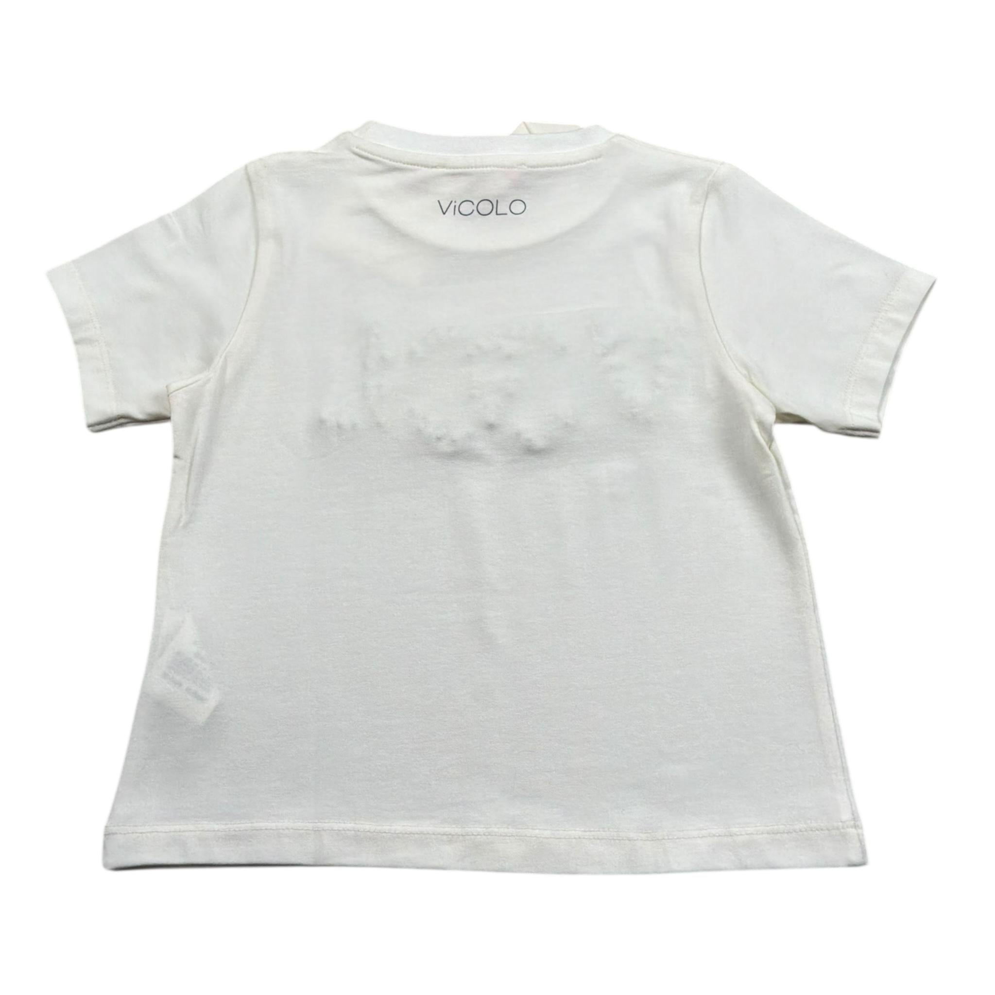 Vicolo T-Shirt Girocollo Tinta Unita con Brillantini per Bambina 3146M00115 PANNA VICOLO 