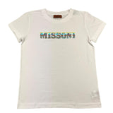 Missoni T-Shirt Girocollo Tinta Unita Con Stampa Logo Bianco Per Bambina