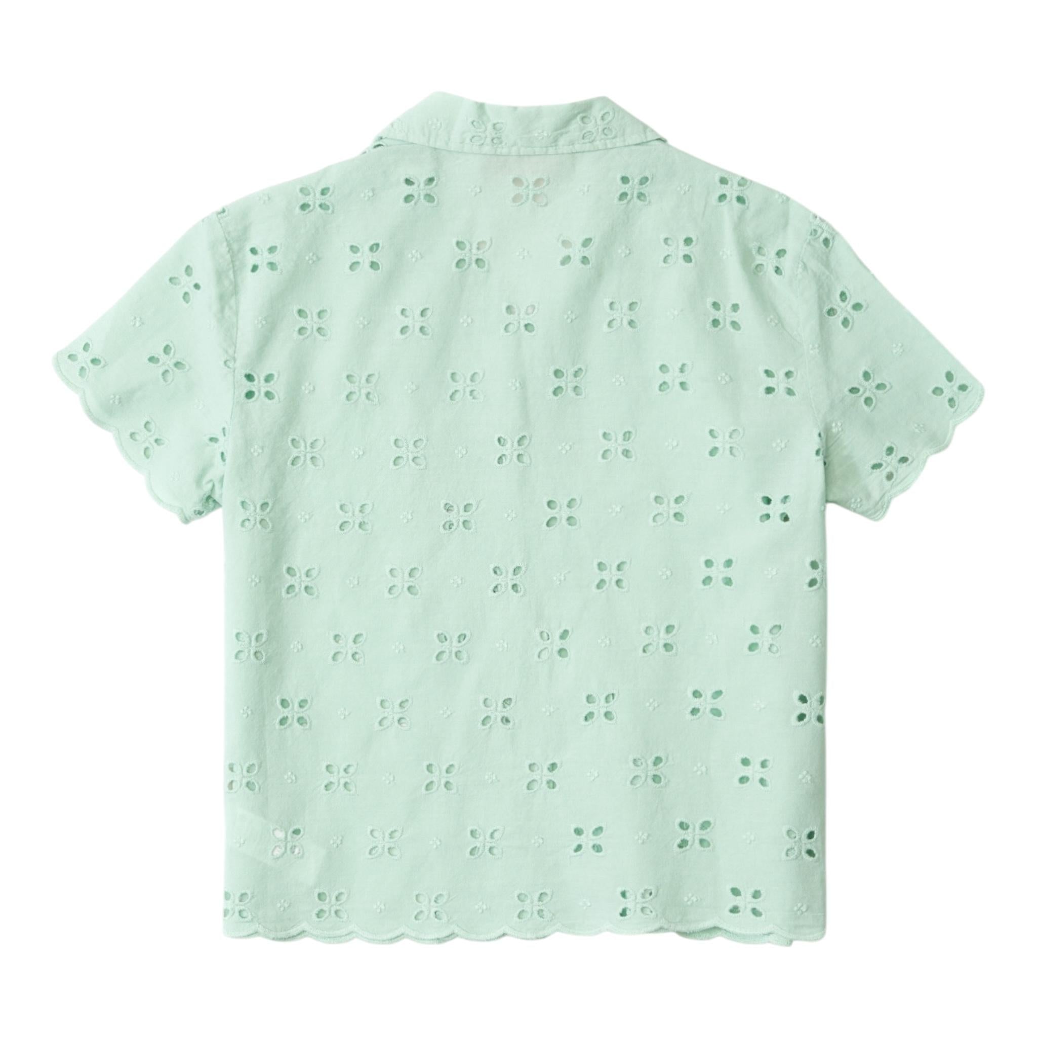 Saint Barth Camicia Mezza Manica Tinta Unita In Pizzo Sangallo per Bambina EVL0001 VERDE ACQUA SAINT BARTH 