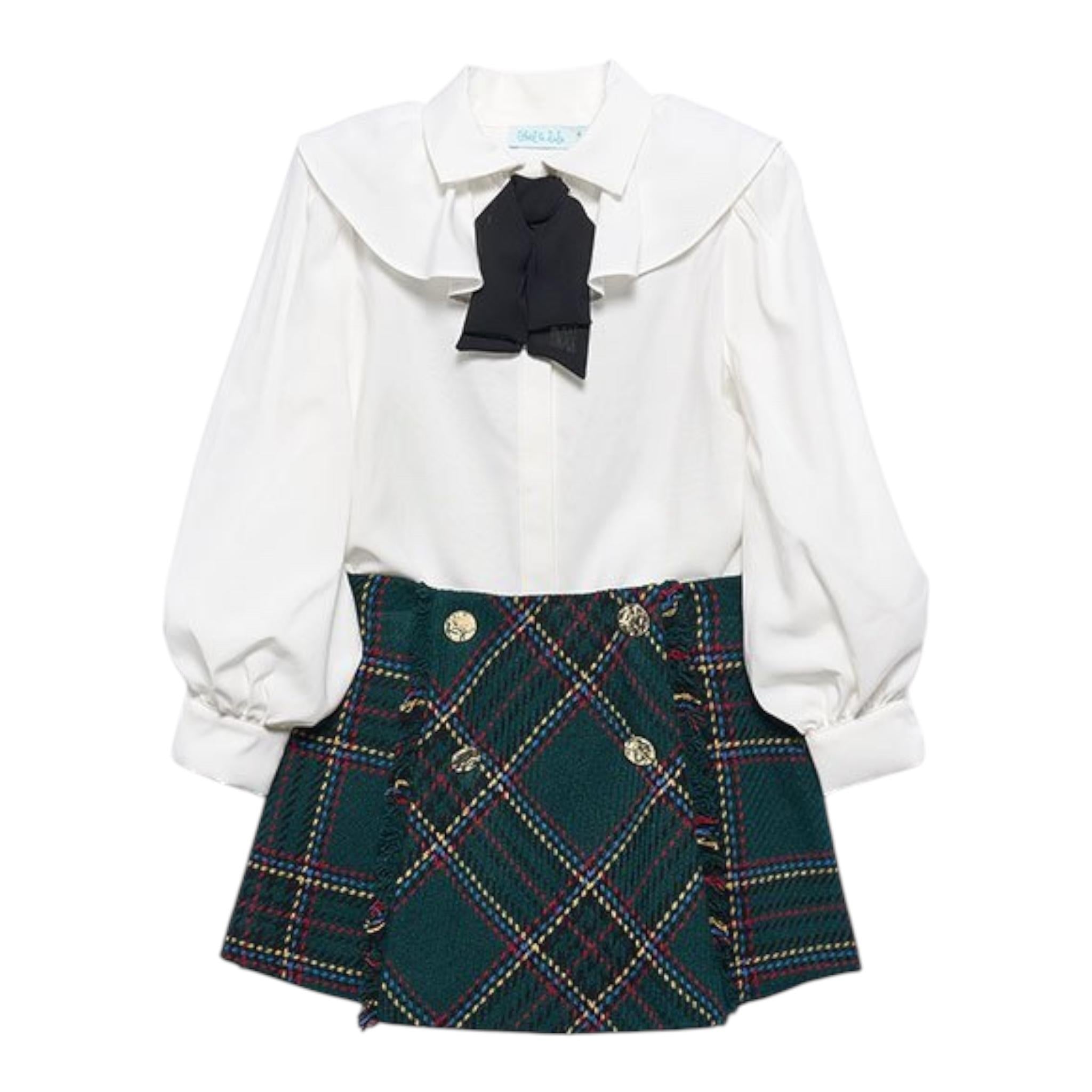 ABEL & LULA completo camicia-gonna bicolore Bianco/verde per Bambina 5546 BIANCO/VERDE ABEL & LULA 