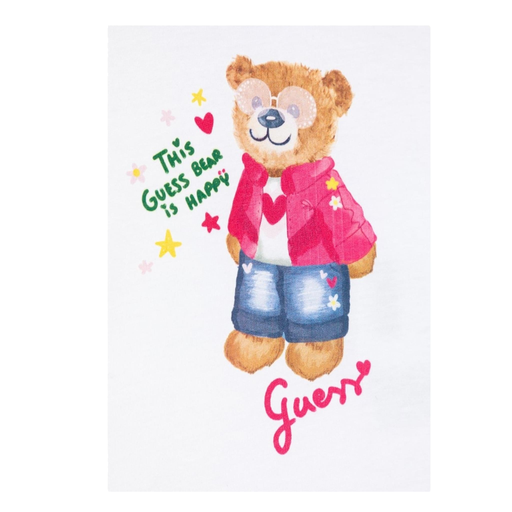 Guess T-Shirt Girocollo Tinta Unita con Stampa per Bambina K5RI12K6YW4XXJ BIANCO GUESS 