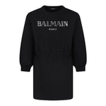 BALMAIN abito in felpa tinta unita con stampa Nero per Bambina BV1A60 NERO BALMAIN 