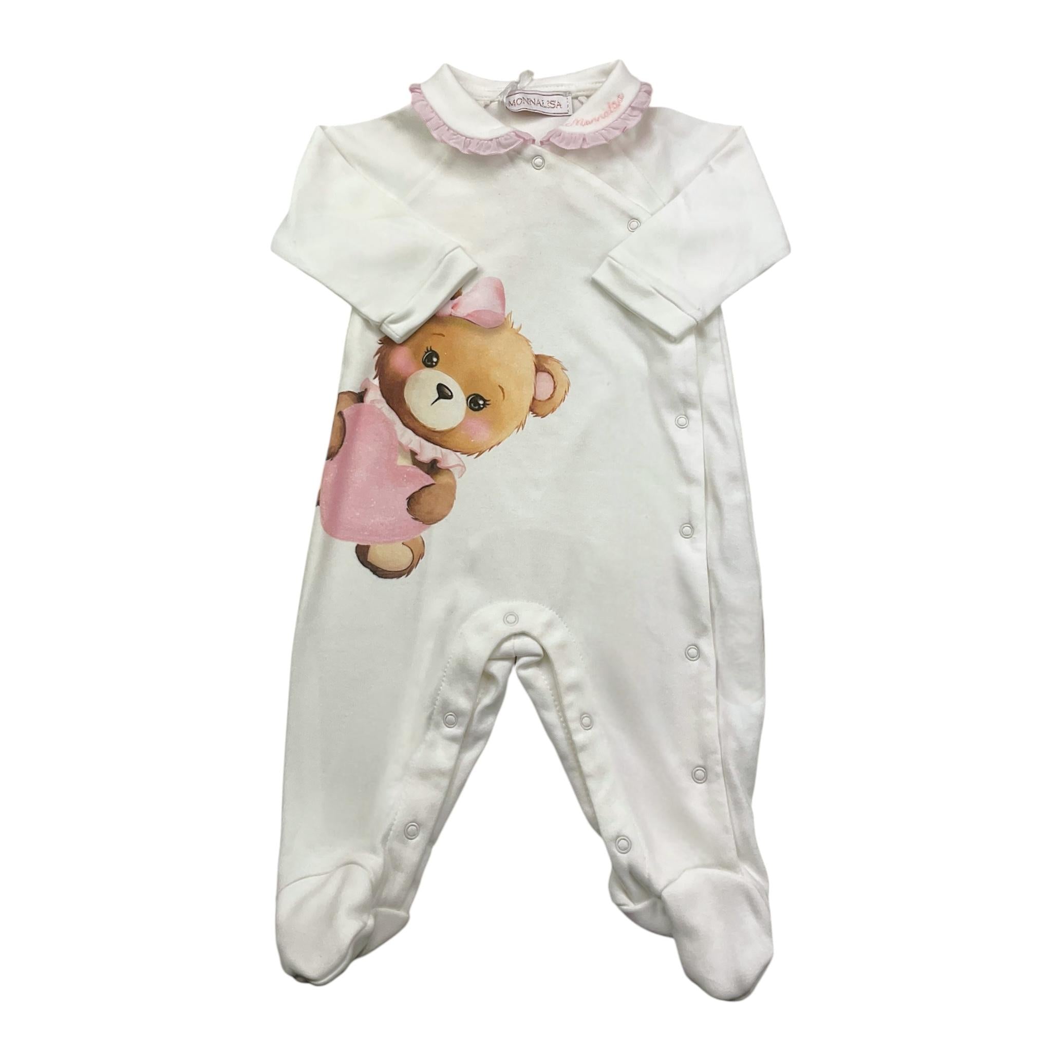 MONNALISA  tutina tinta unita con stampa Bianco per Neonata 35D206 BIANCO MONNALISA 