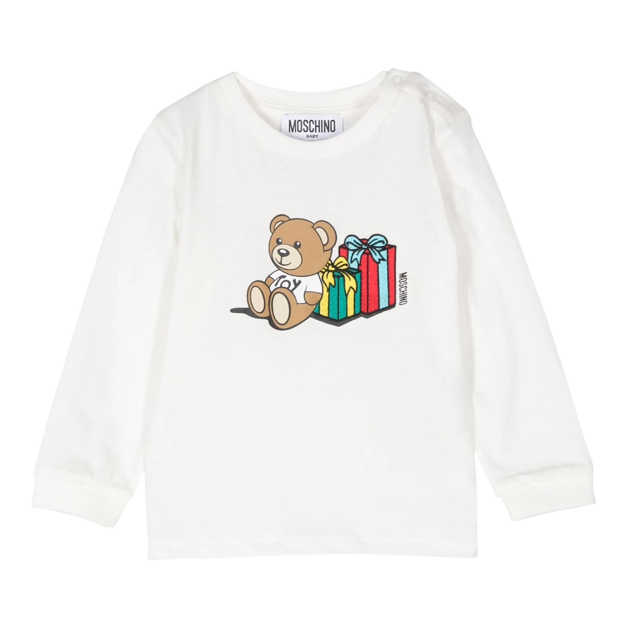 MOSCHINO shirt girocollo tinta unita con logo Bianco per Neonato MUO00V BIANCO MOSCHINO 