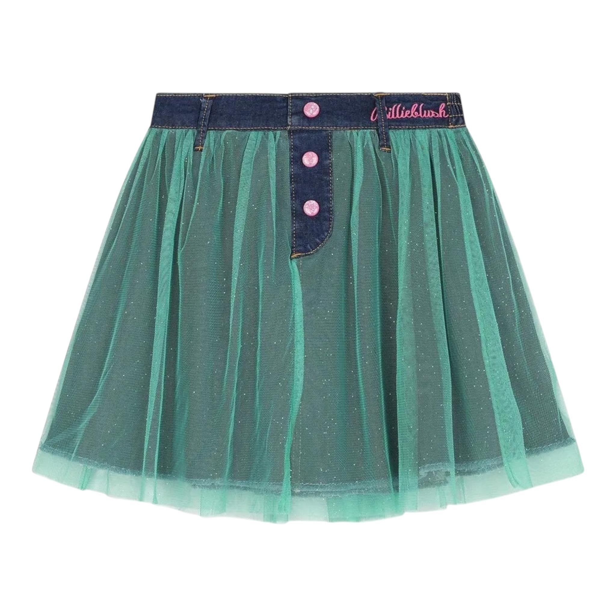 BillIEBLUSH gonna tinta unita con tulle Verde per Bambina U20422 VERDE BillIEBLUSH 