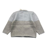 La Stupenderia Zweifarbige Strickjacke mit Knöpfen und hellblauen Zöpfen für Neugeborene