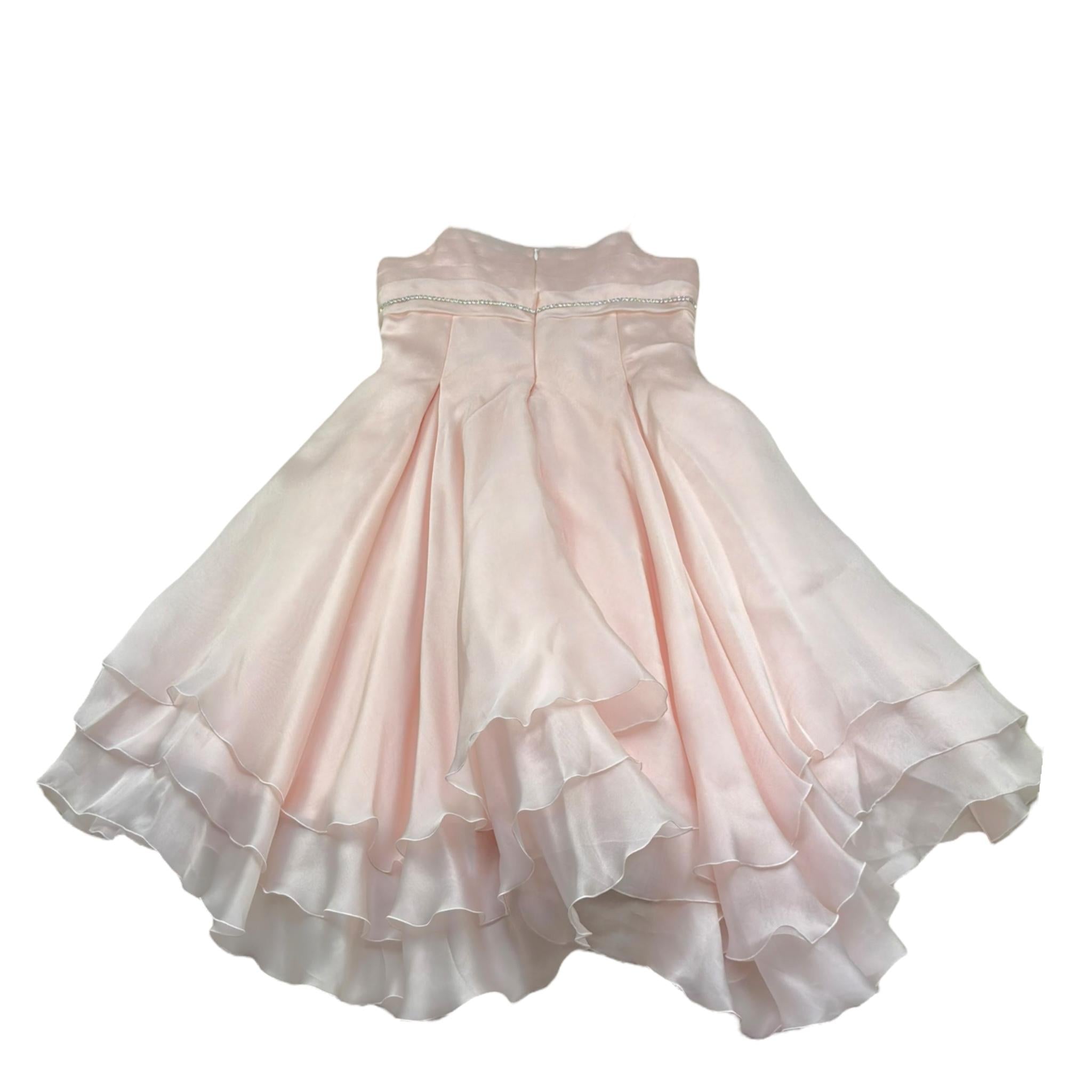 Monnalisa Abito Cerimonia Tinta Unita con Brillantini per Bambina DBIHN4II ROSA MONNALISA 