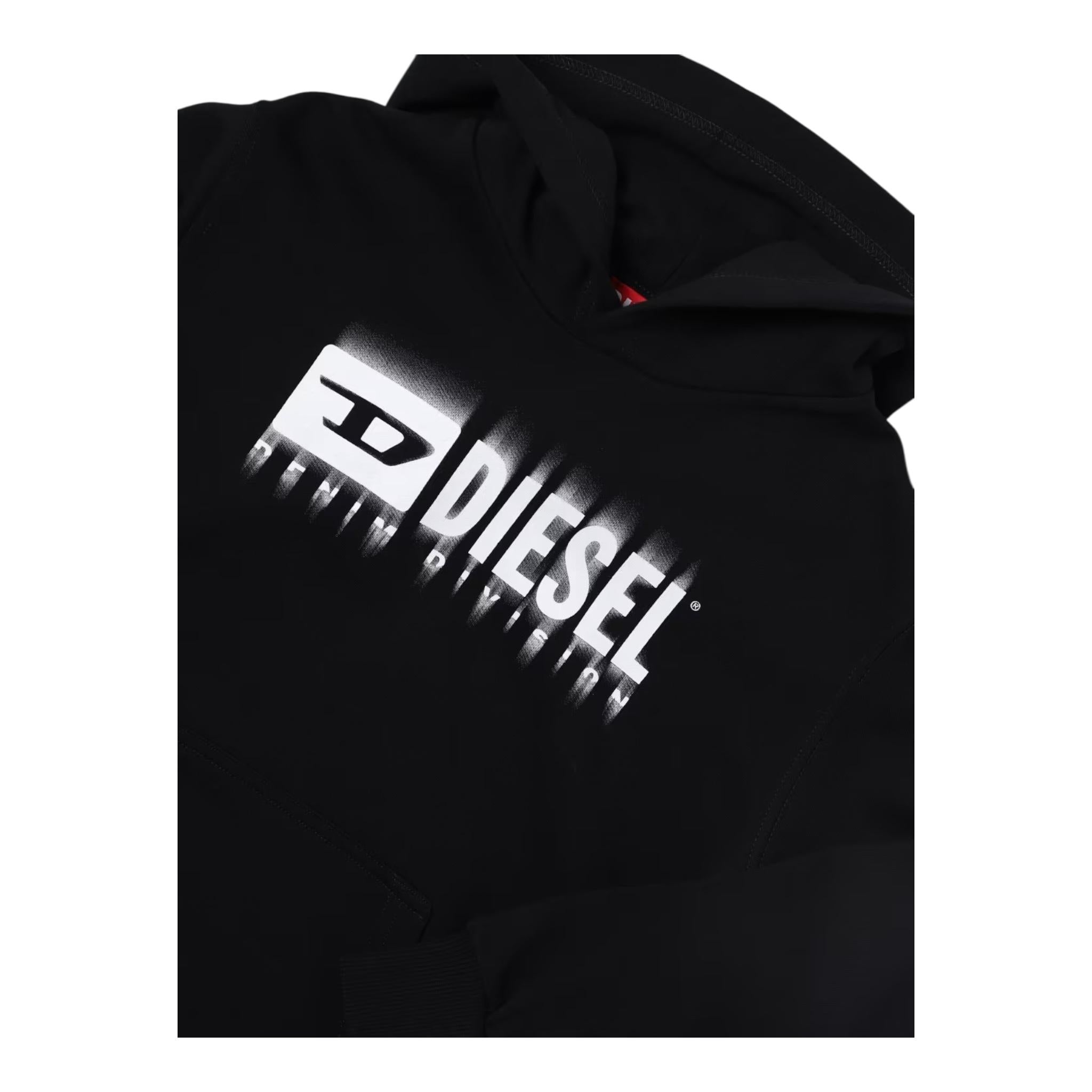 DIESEL felpa chiusa con cappuccio tinta unta con logo Nero per Bambino J02042 NERO DIESEL 