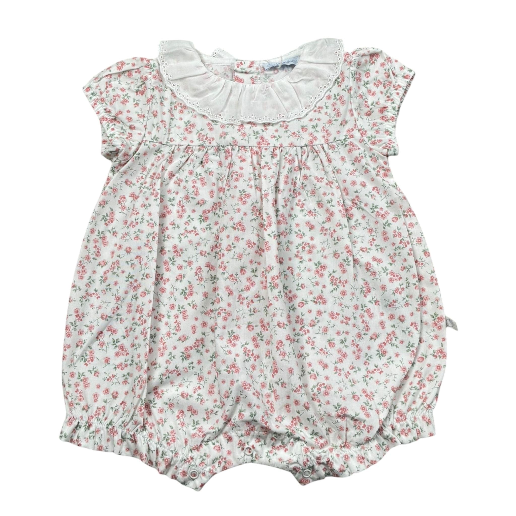 Laranjinha Pagliaccetto Bicolore con Fantasia Fiori per Neonata 92909V5767R74 BIANCO LARANJINHA 