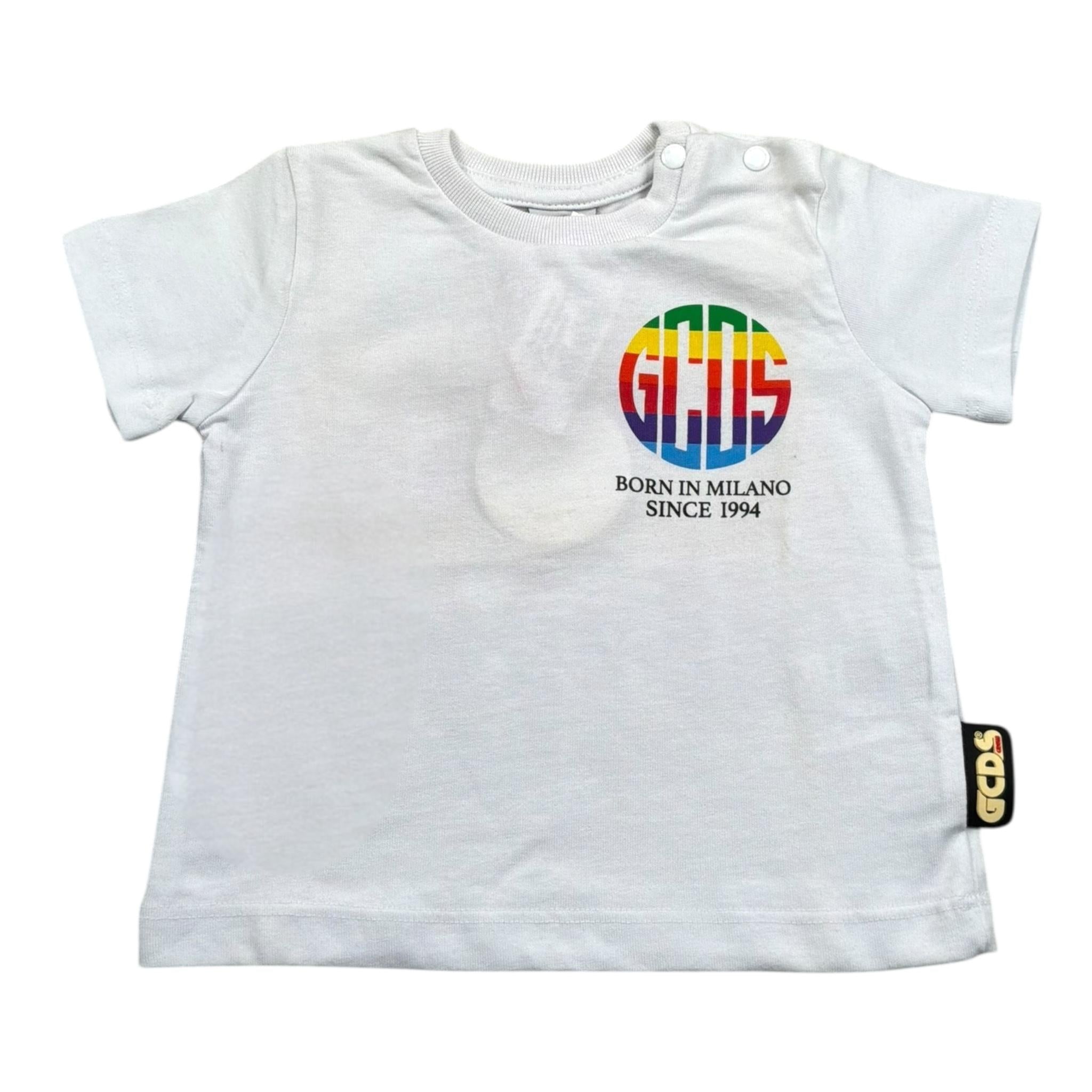Gcds T-Shirt Girocollo Tinta Unita con Stampa per Neonato 027959 BIANCO GCDS 